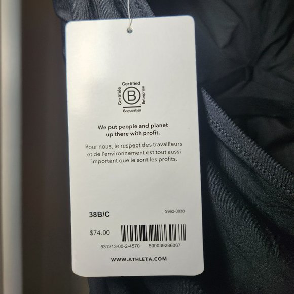 NWT Athleta Square Neck Bra Cup Tankini Top - Black 38 B/C - Picture 4 of 4